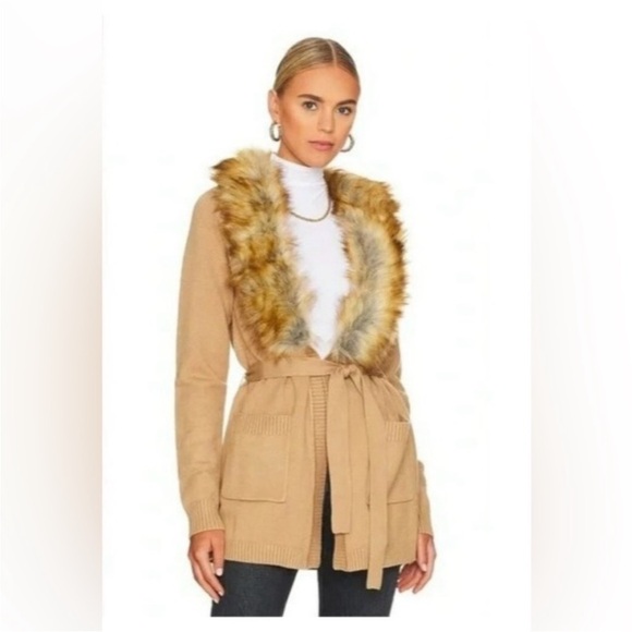 Show Me Your MuMu Sweaters - Show Me Your Mumu Tan Fur Trim Cardigan